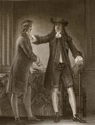 Charles II and Sir William Temple, engraved by J. Parker, illustration from David Hume